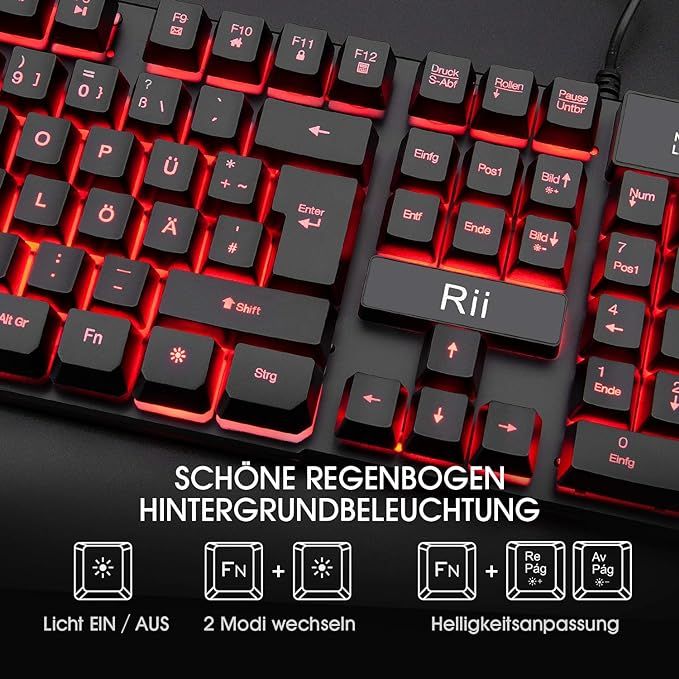 rii podświetlana klawiatura i mysz gamingowa vv