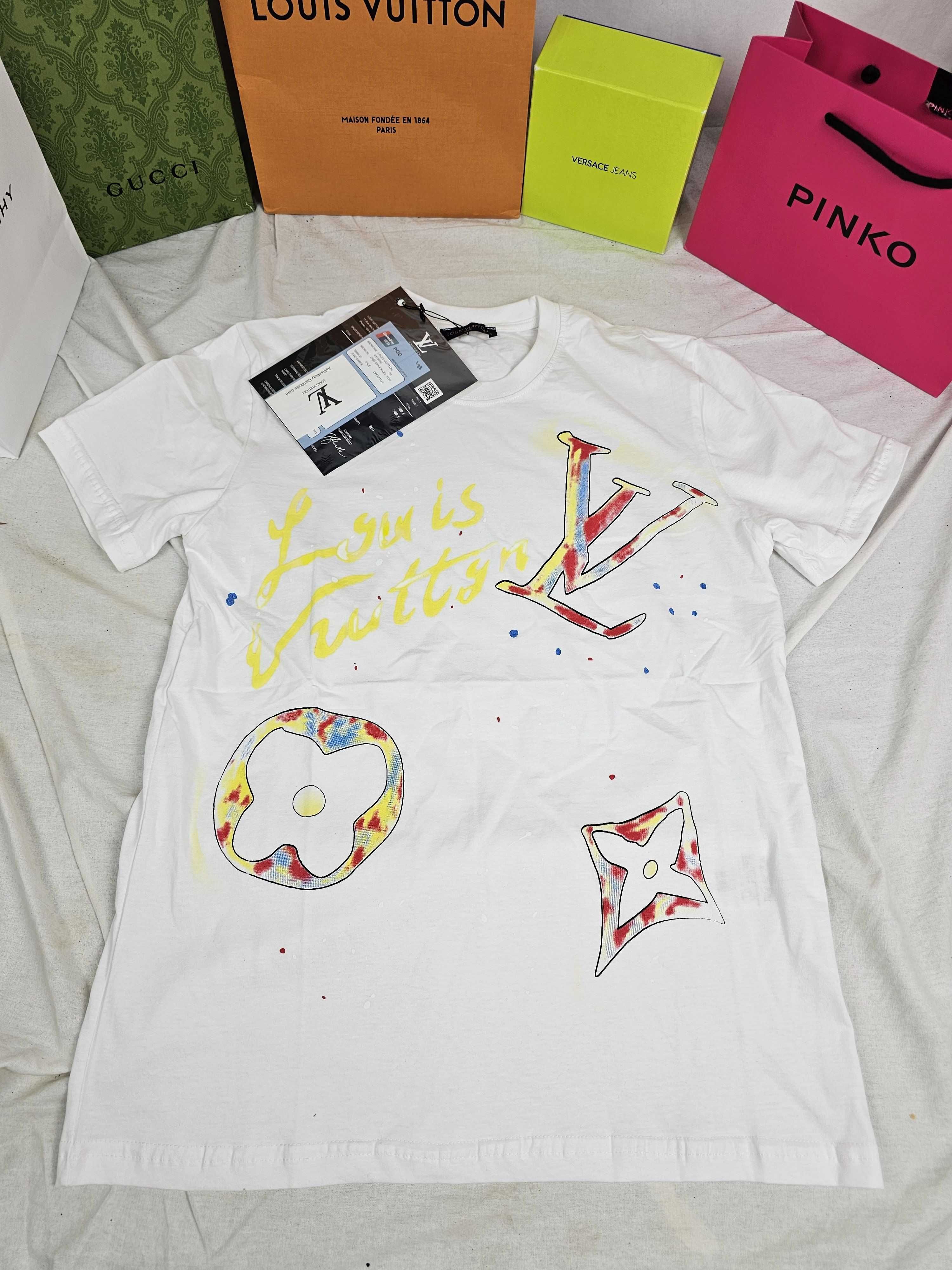 Koszulka louis vuitton t-shirt plein koszulki męskie icon