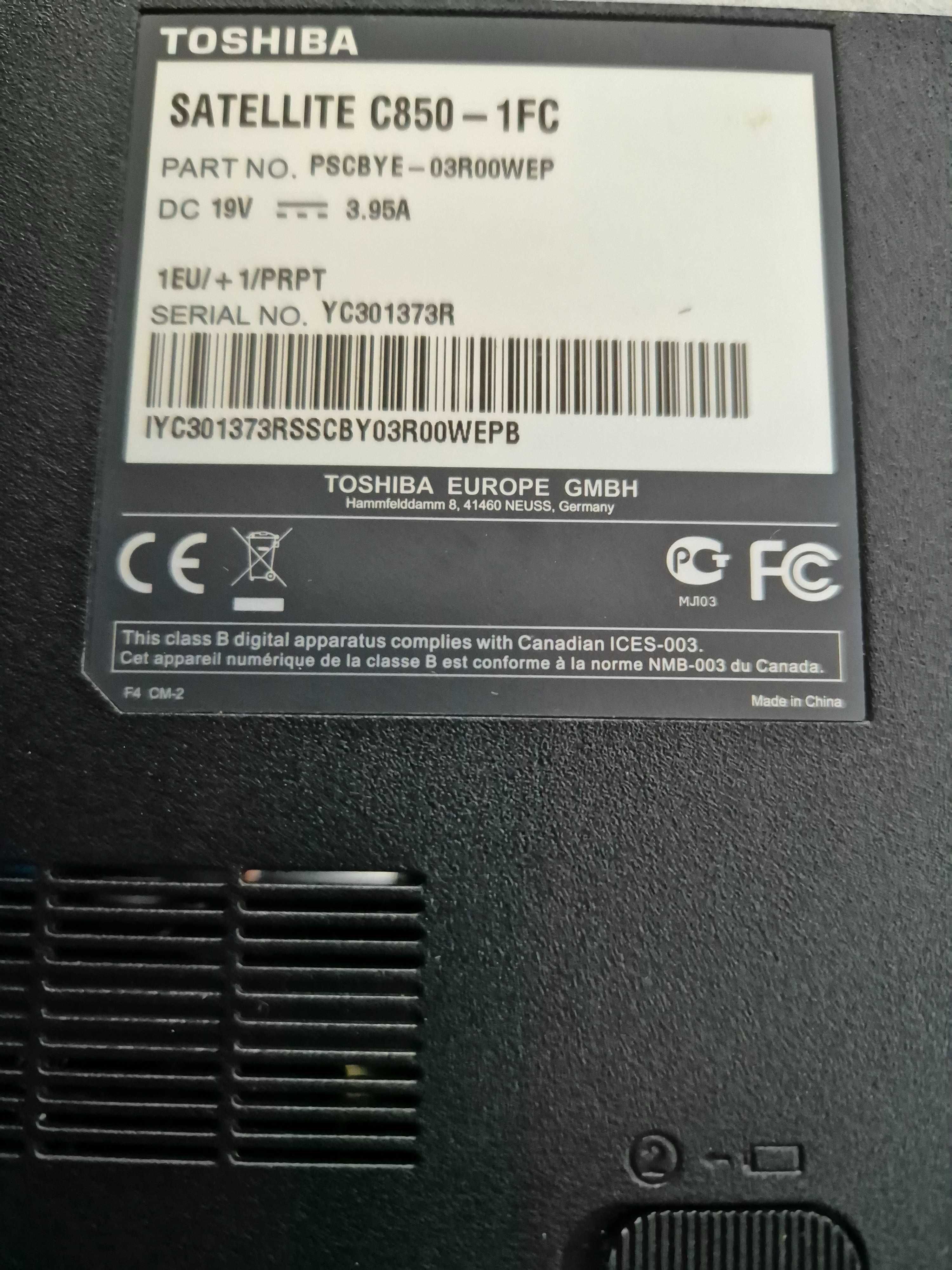 Toshiba c850 display, dá p outros modelos. s anom rest peças sob cons