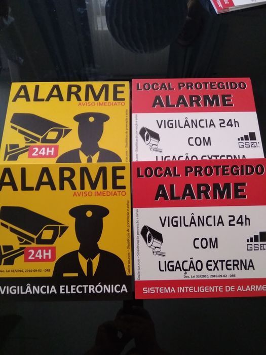Placas de aviso de alarme em PVC