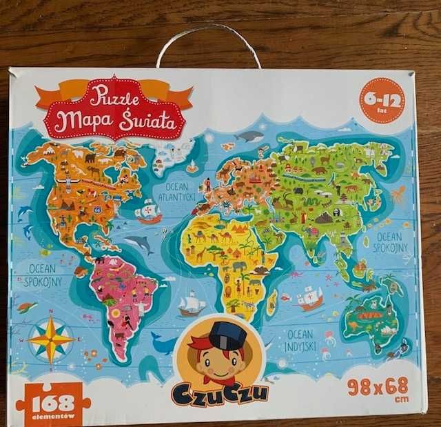 puzzle edukacyjne mapa świata 6+