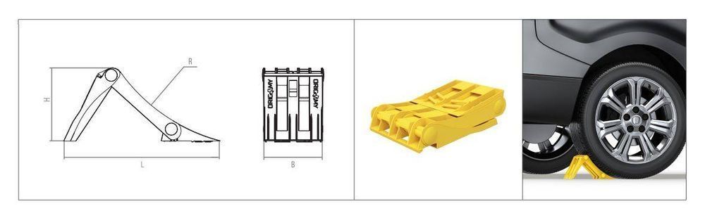 Lokhen żółty składany klin 120mm pod koło Origamy 36 z metalem do busa