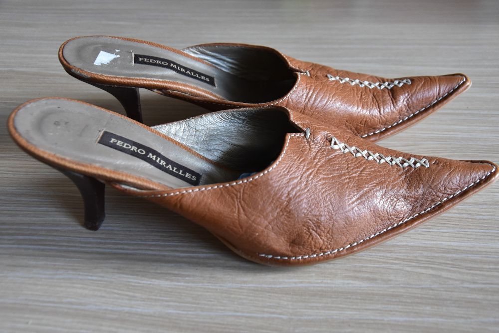 klapki skórzane, Pedro Miralles, rozmiar 41, kol. orzech laskowy/3/