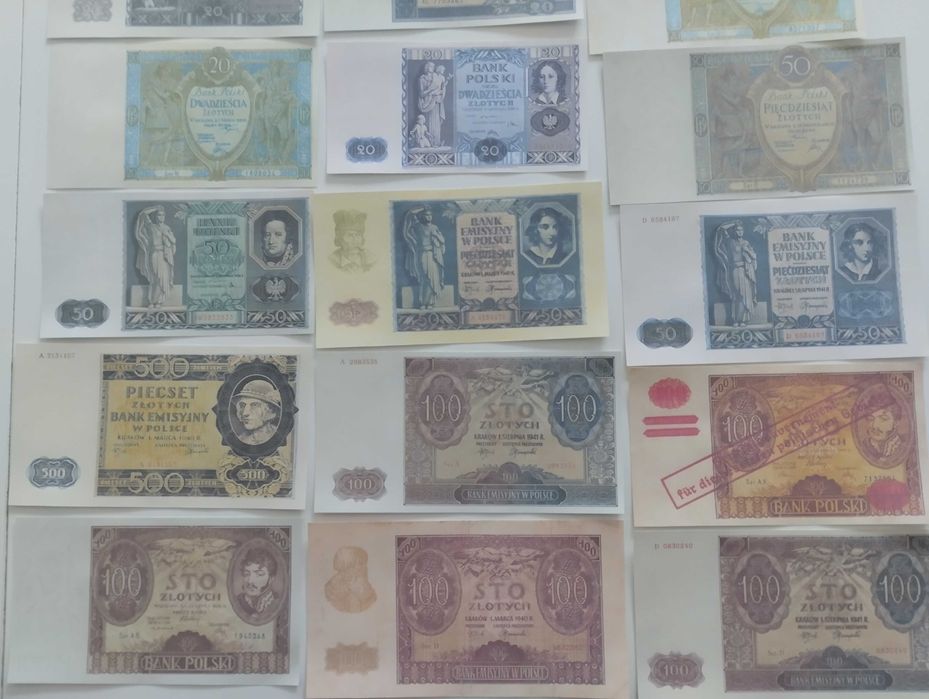 POLSKA zestaw 27 sztuk banknotów Przedwojenne Okupacyjne
