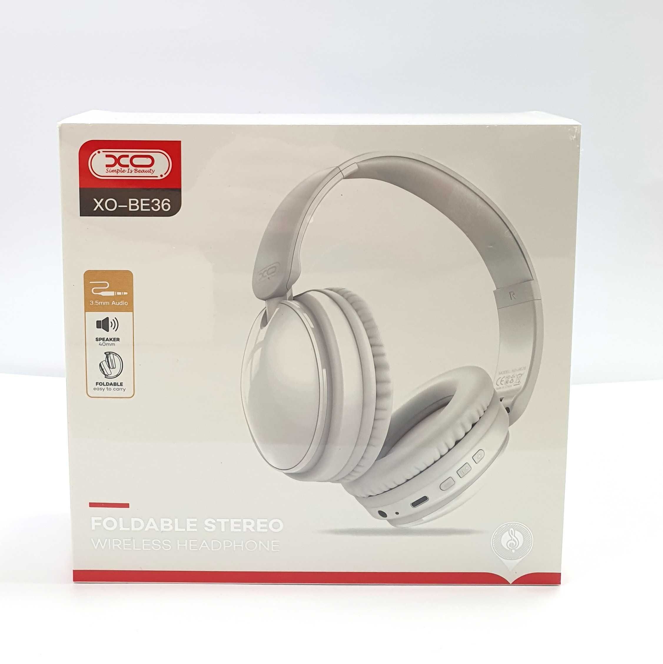 XO Słuchawki Bluetooth BE36 Nauszne - Białe
