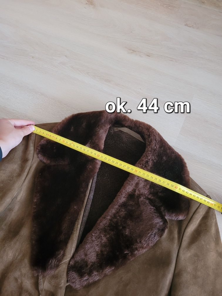 płaszcz z futrem kożuch damski