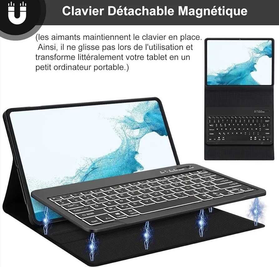 Etui z klawiaturą do Samsung Tab S8 Plus/S7 RGB