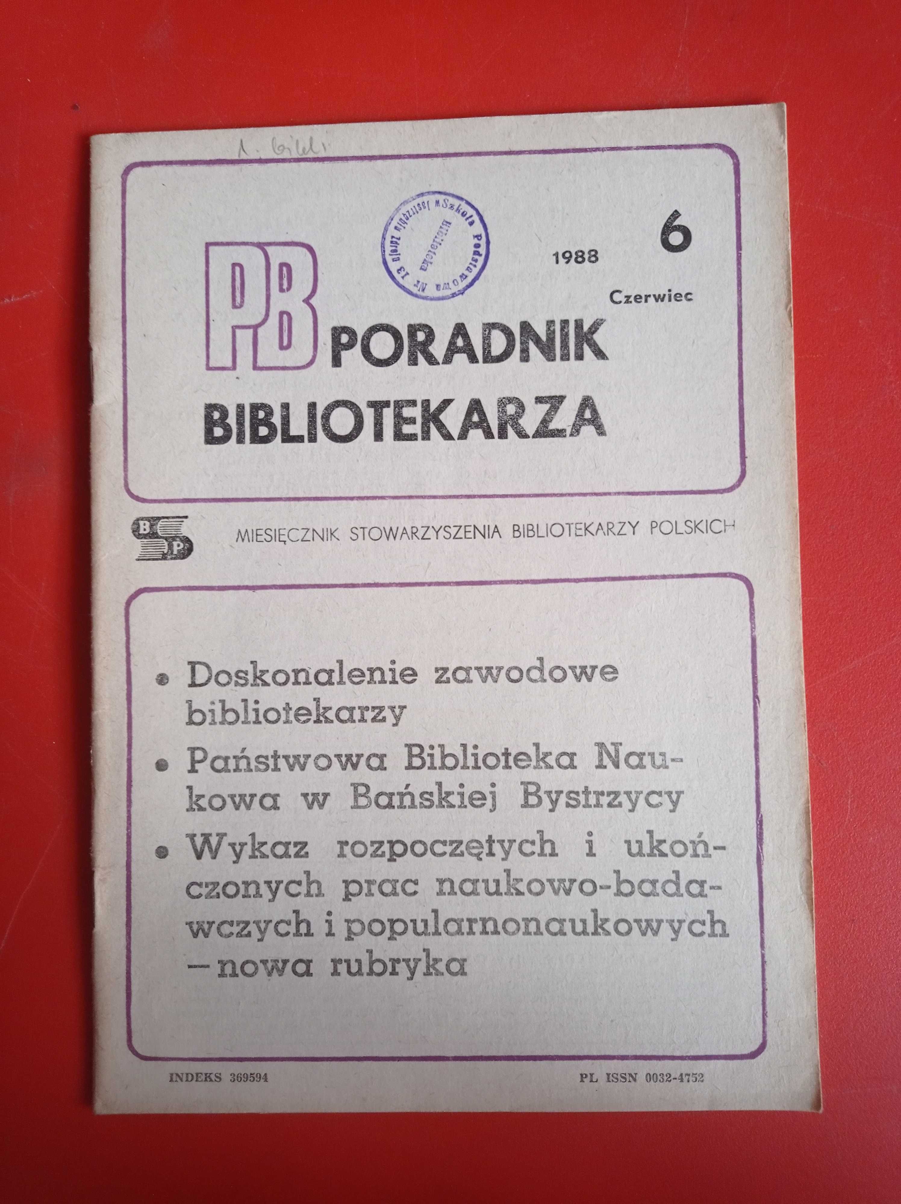 Poradnik Bibliotekarza, nr 6/1988, czerwiec 1988