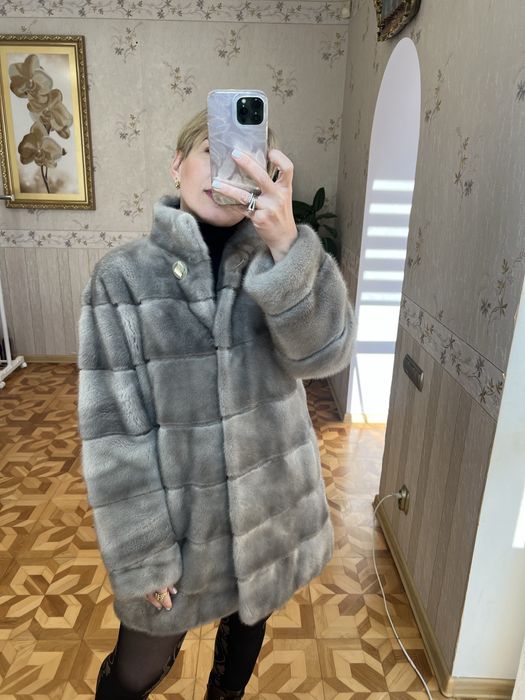 Норкова шуба Італія норка сапфір плюшева 46/48
