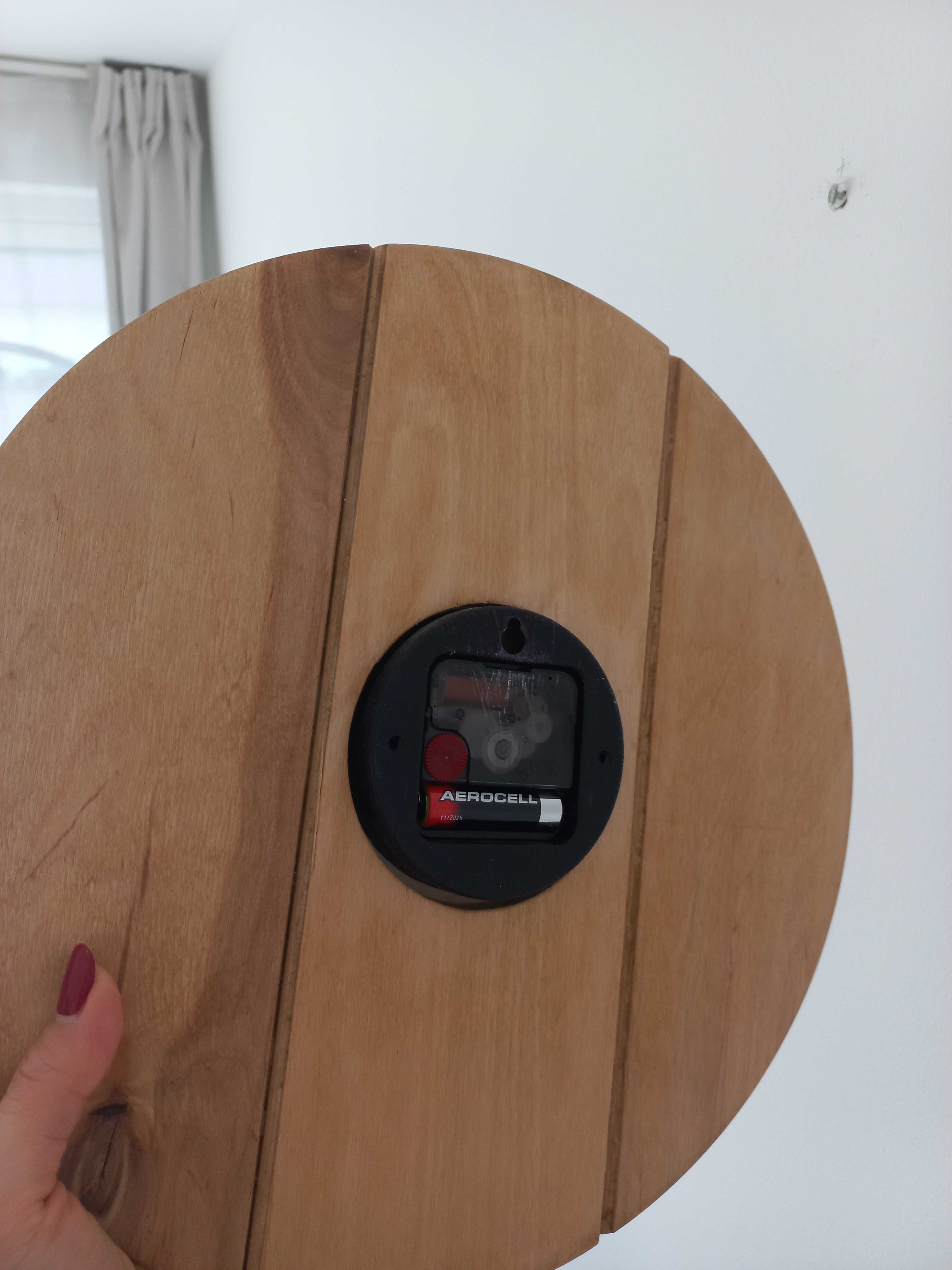 Zegar ścienny drewniany dębowy biały 35 cm