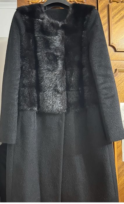 Пальто з альпакою і натуральною норкою в стилі Max Mara