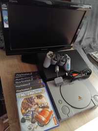 Playstation 1 SCPH-5502 + PS2 + gry + telewizor z dvd
