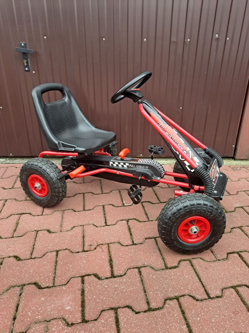 Gokart czerwony pompowane kola