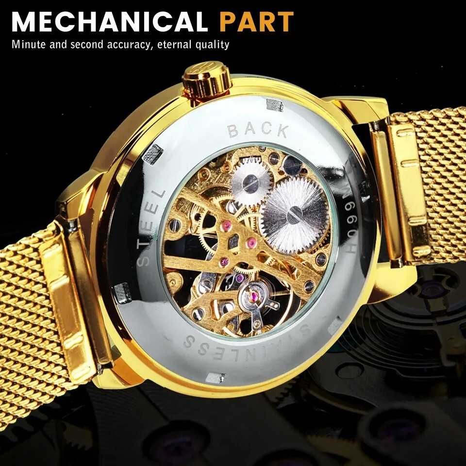 Elegancki Zegarek Mechaniczny Szkieletowy dla Mężczyzn