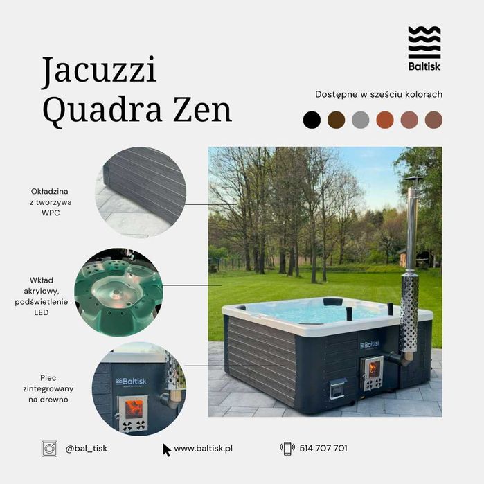 Jacuzzi ogrodowe balia kwadratowa spa hot tub wanna QuadraZen NOWOŚĆ