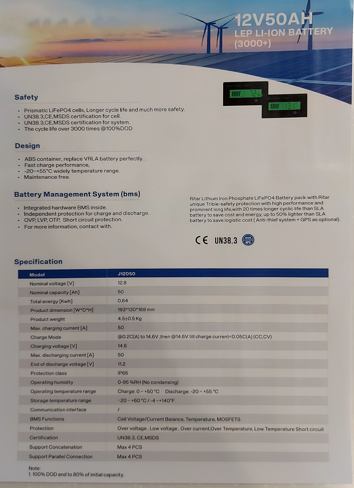 Акумулятор Lifepo4 ( літій-залізо-фосфатний)12V-50Ah.Нові