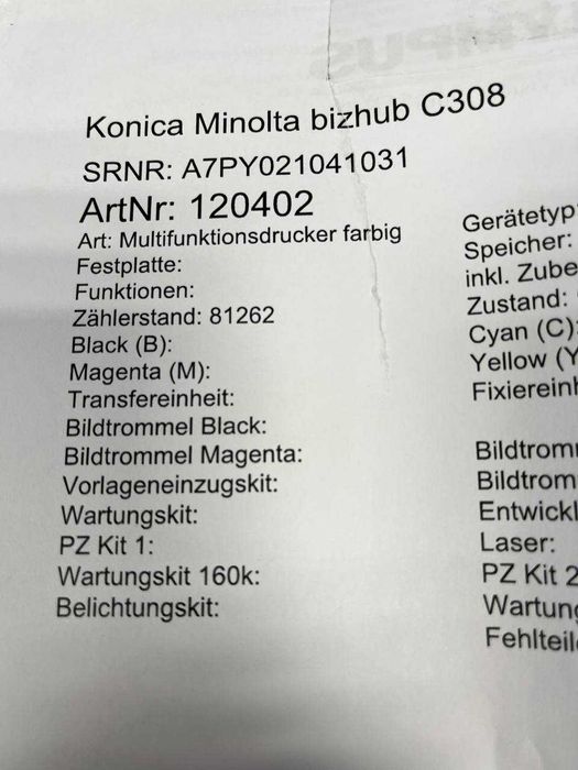 KONICA MINOLTA C308 A3 kolor tylko 81 tys przebiegu FV / Gwarancja 12