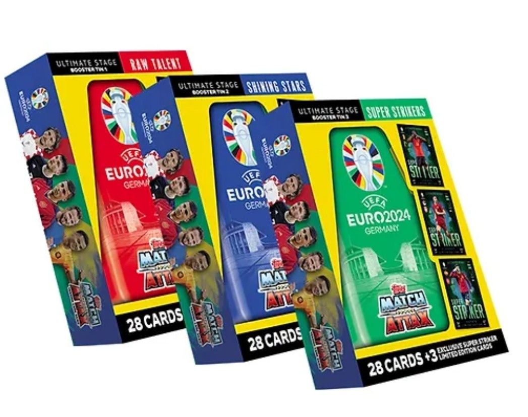 Topps Match Attax euro 2024 booster tin 1,2,3.