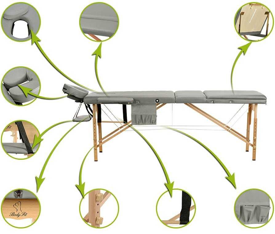Stół, łóżko do masażu 3-segmentowe drewniane