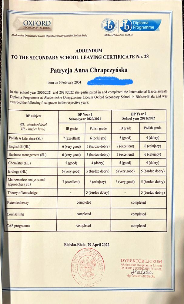 Matura IB!!! Matematyka AA & AI (HL& SL], IA ORAZ EE