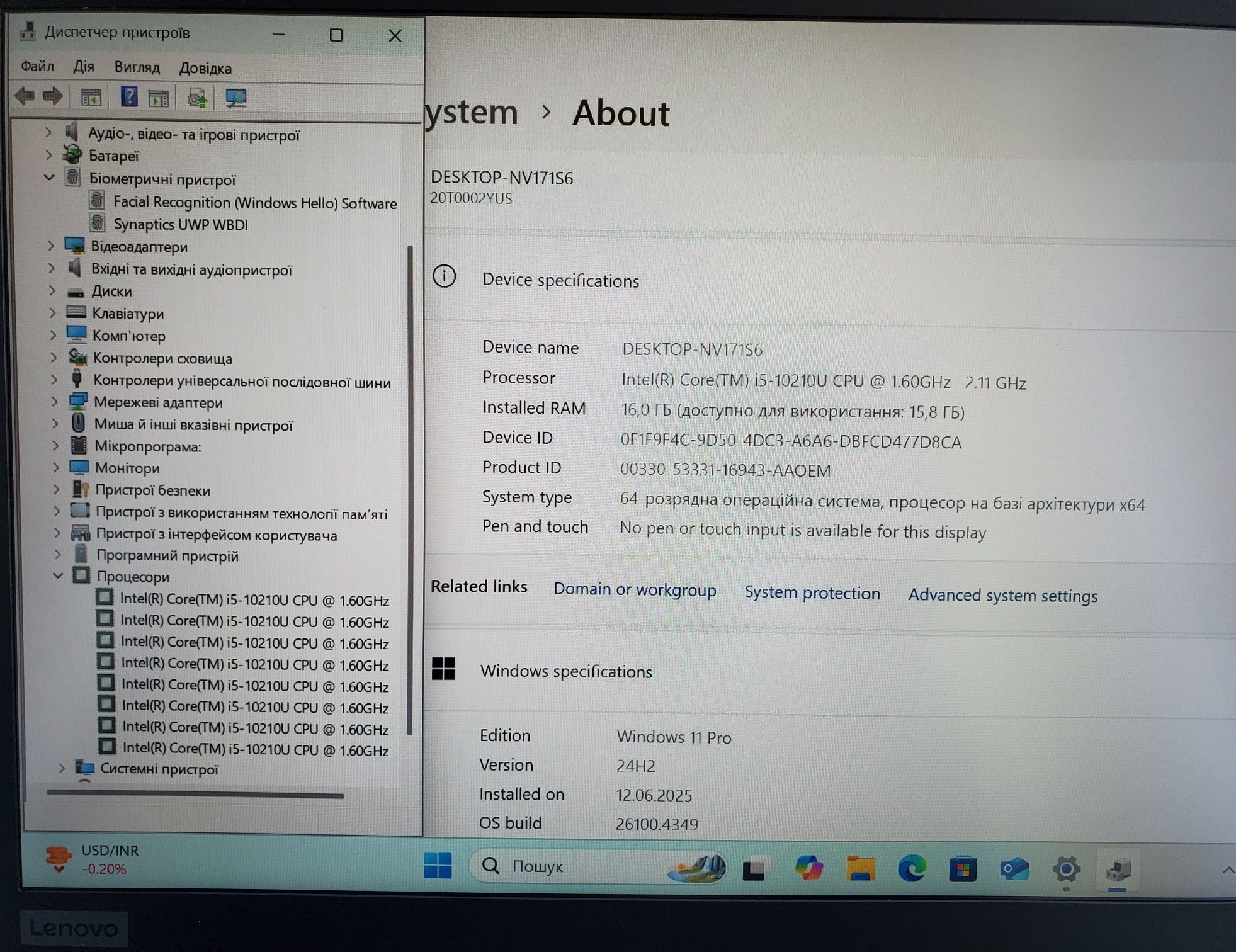 Lenovo ThinkPad T14s Gen 1 i5-10210U 16/256GB M.2  Windows 11 2021 р