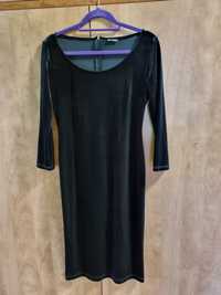 Długa sukienka welurowa, rozmiar 40
