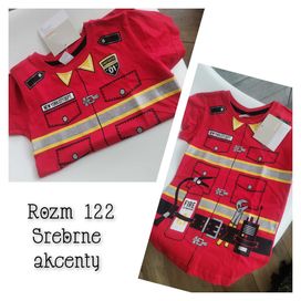 Nowa koszulka strażak 116/122 T-shirt strażak 116/122  kostium strażak