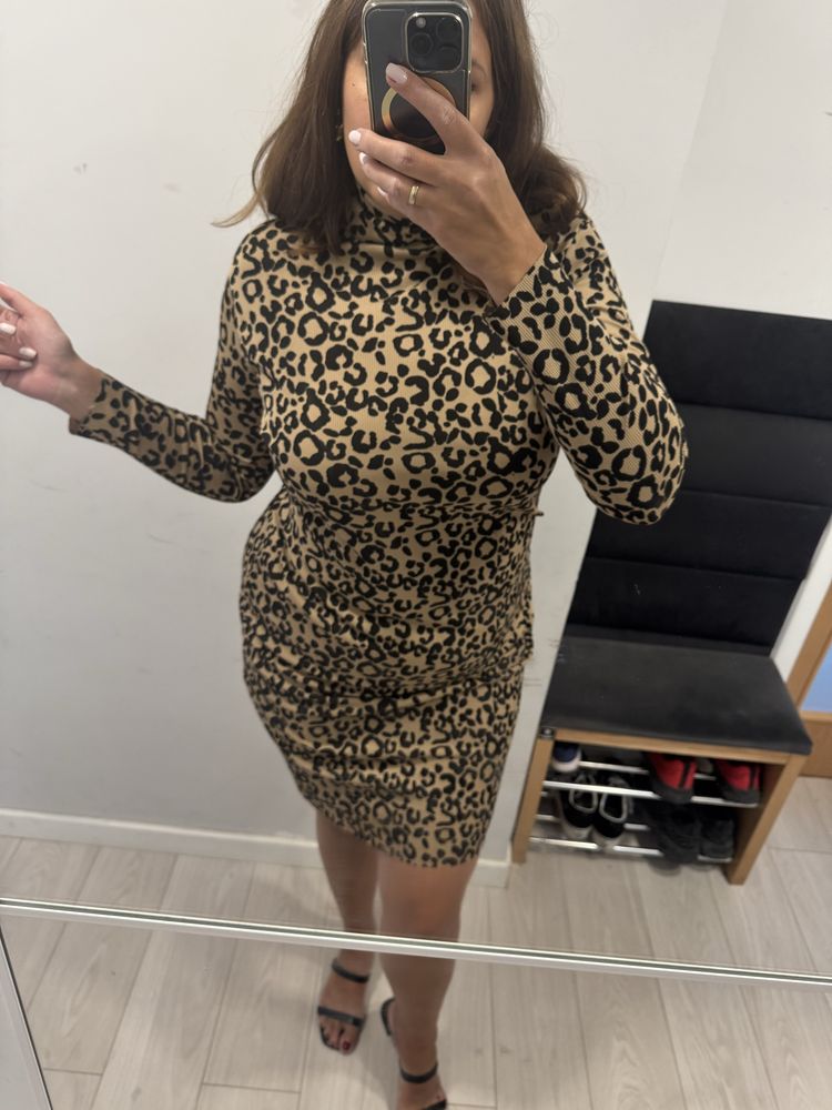 Piękna sukienka w panterka cętki animal print boohoo 44