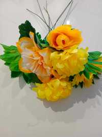 Kwiaty sztuczne żółte 7 gałązek bukiet kwiatów sztuczny