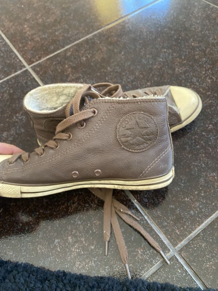 Кеди CONVERSE теплі - шкіряні коричногово кольору