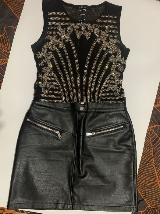 Кожанная юбка и майка