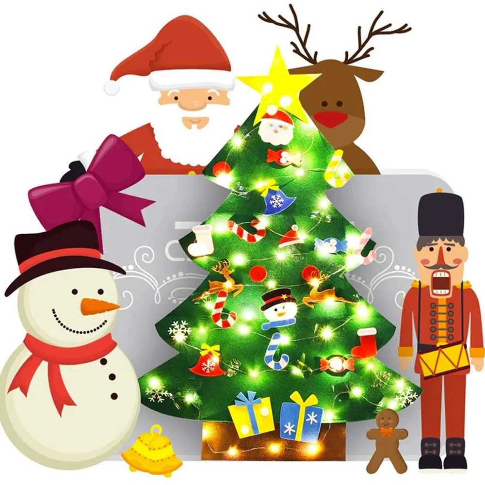 Детская новогодняя елочка с игрушками из фетра Chrismas Free на стену