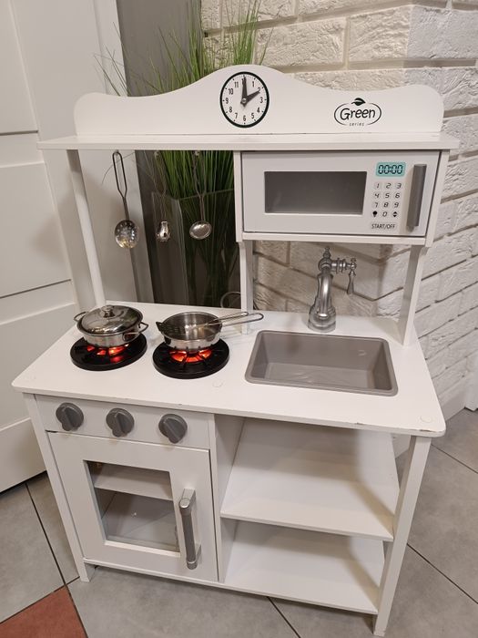 Kuchnia zabawkowa dziecięca biała drewniana