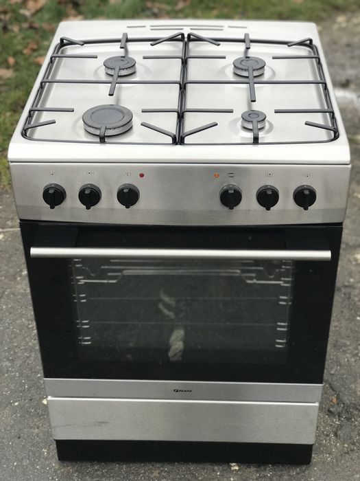 Газова плита, нержавійка 60см. з електро духовкою, нова модель