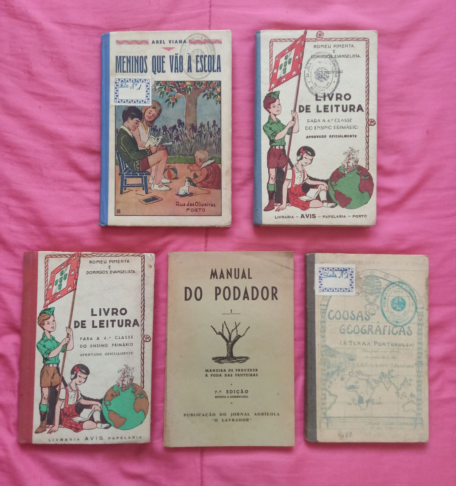 5 Livros ANTIGOS, escolares e outros