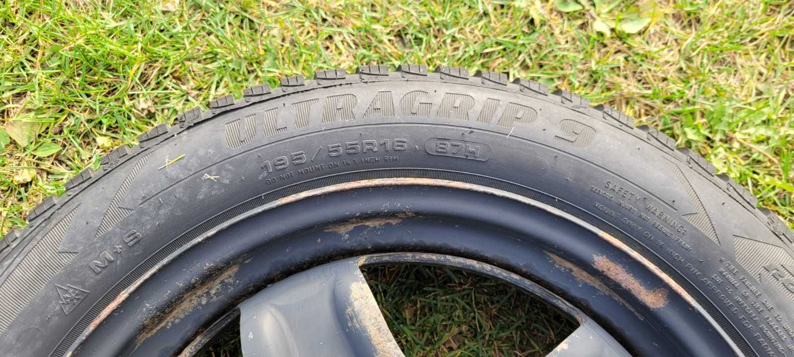 Felgi strukturalne 4x100 6J ET37 z oponami 
zimowymi 195/55 R16
