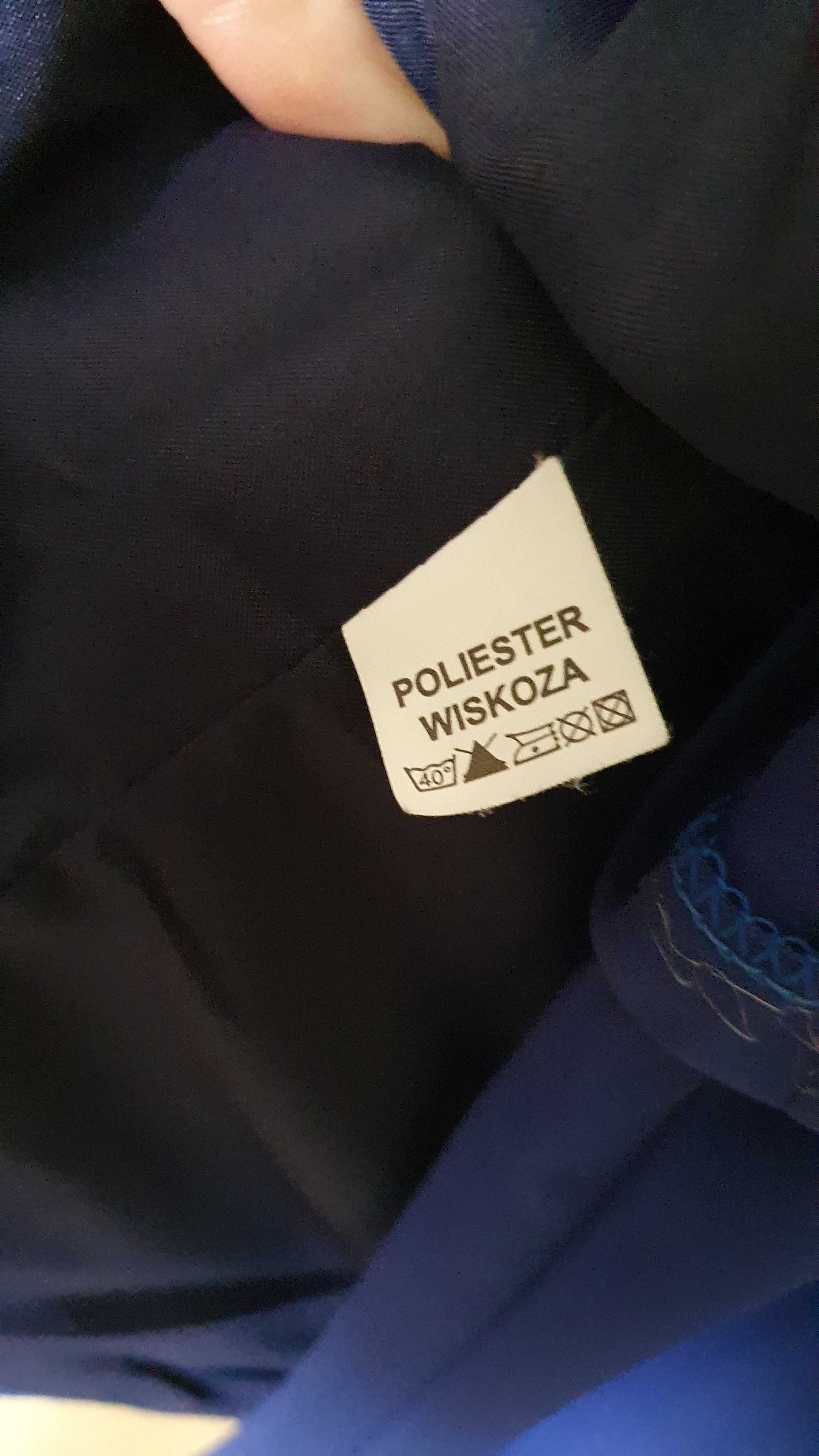 Elegancka granatowa sukienka z żakietem
