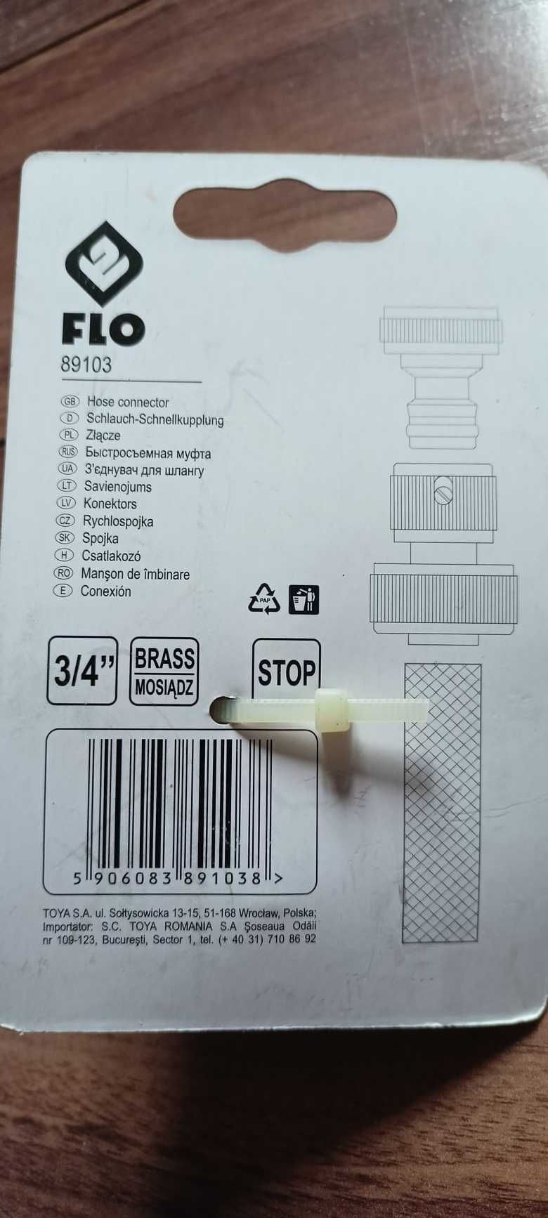 Złącze Mosiężne Wąż 3/4 (19mm) FLO 89103