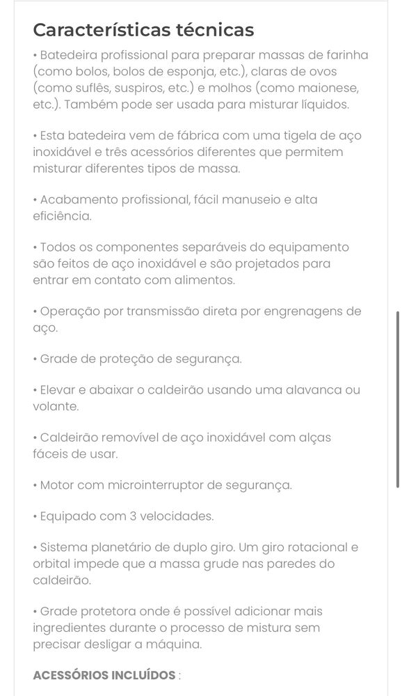 Batedeira Planetaria 30 litros