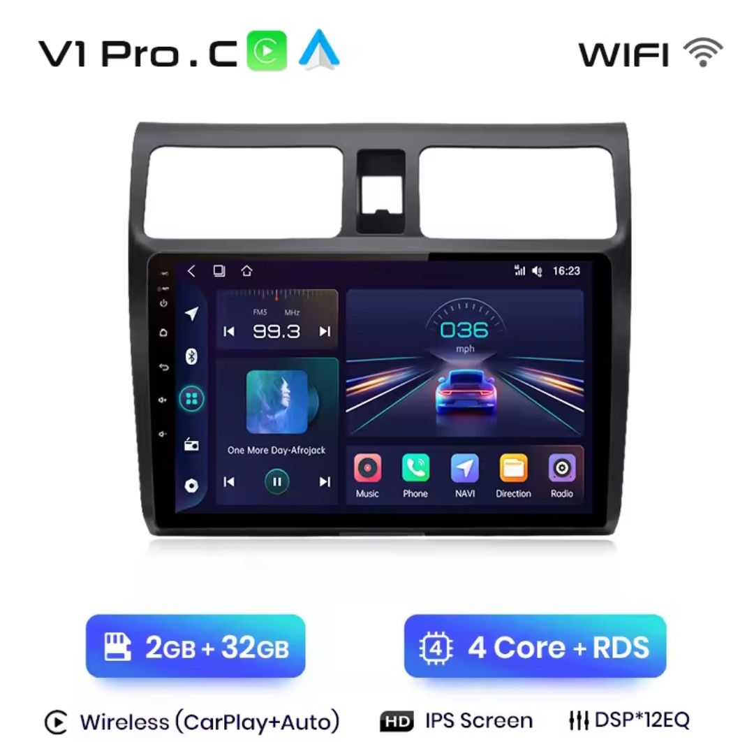 Rádio 10" Android Suzuki Swift 2003-10 Carplay GPS wifi 2/32GB