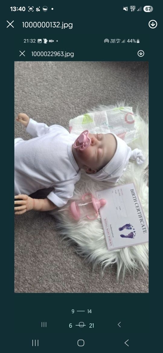 Lalka reborn robiona na podobieństwo dziecka,  bobasa nowa