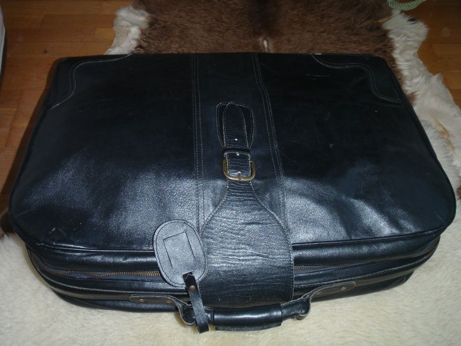 Duza walizka skorzana – vintage, solidna skora