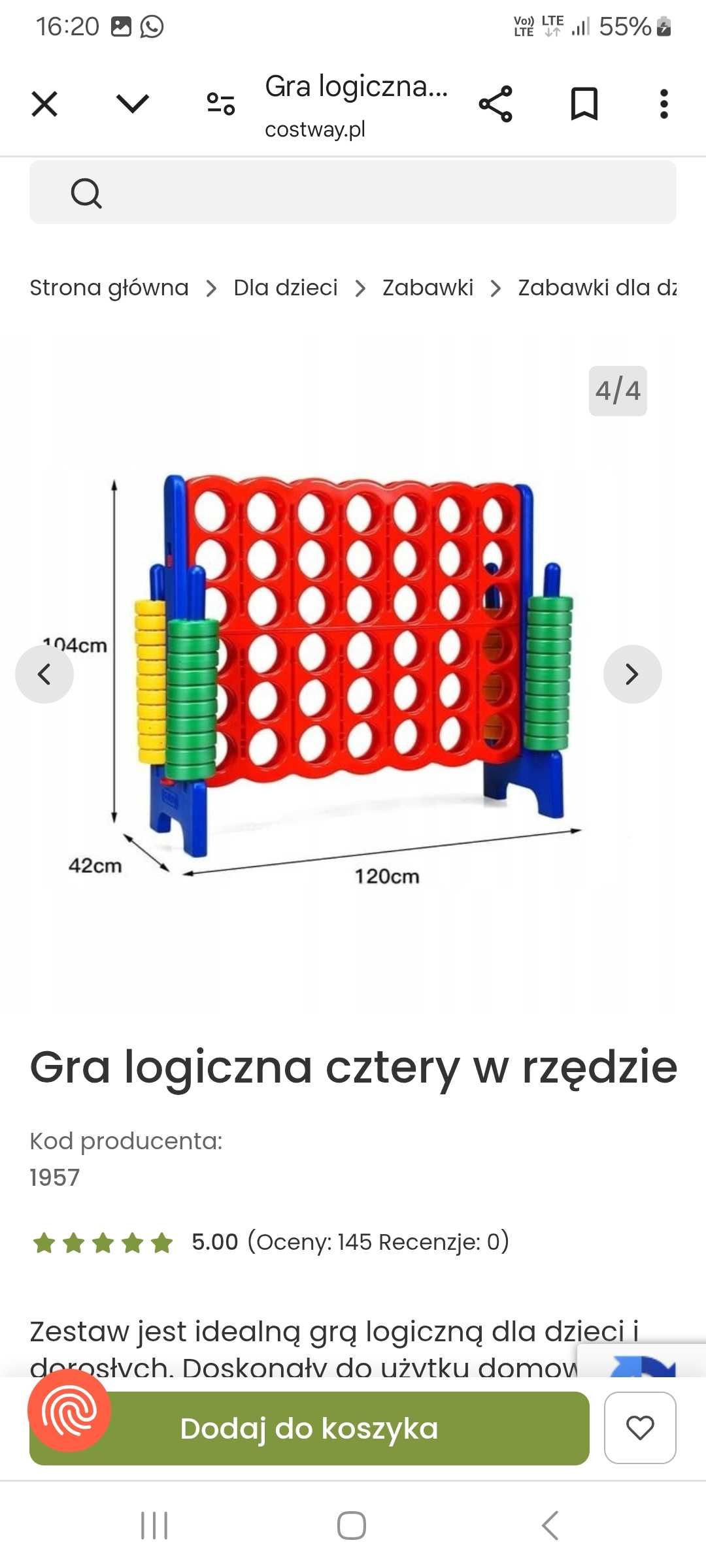 Gra logiczna 4 w rzędzie