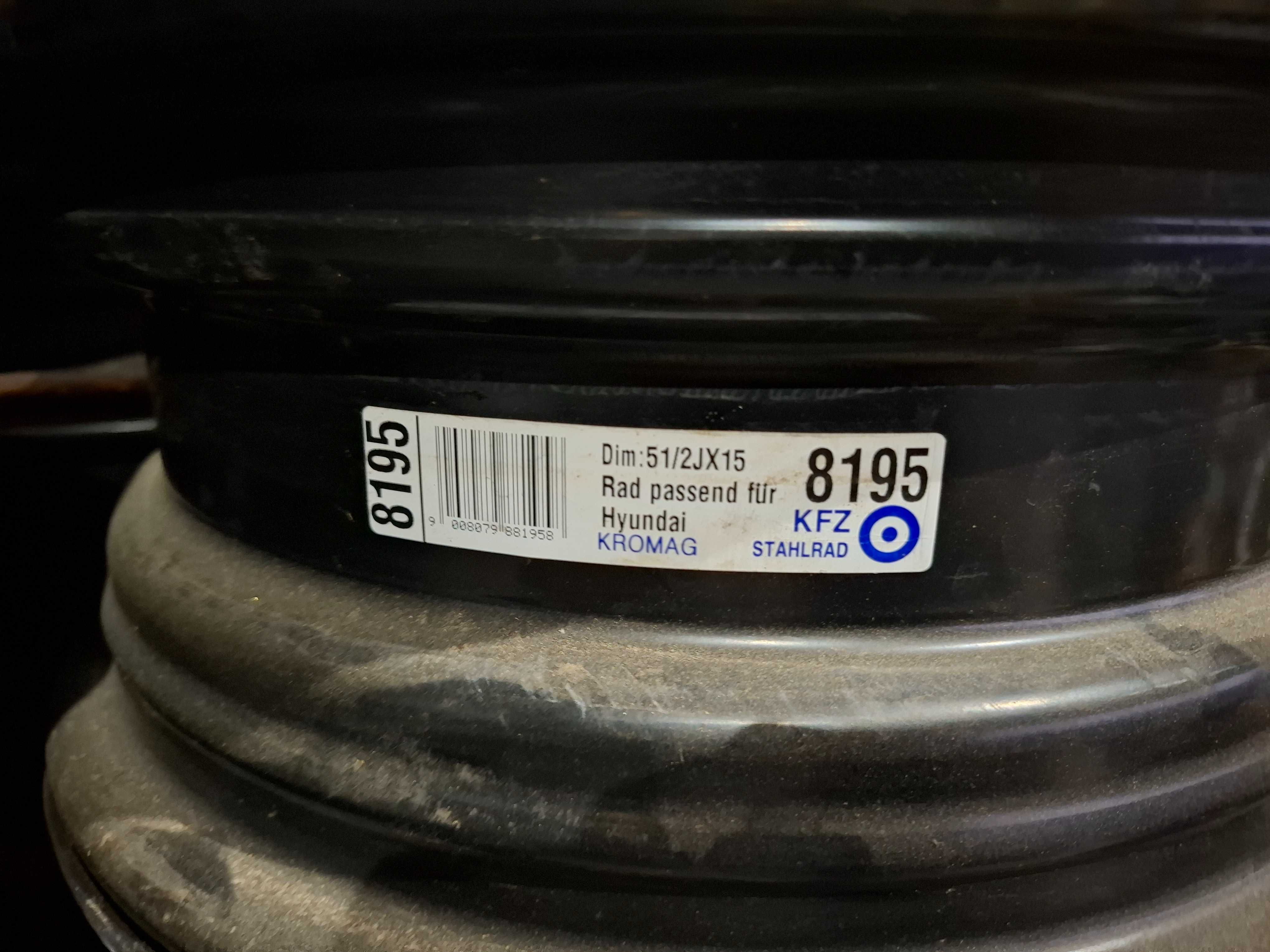 4x Felgi stalowe 15" Hyundai 4x114,3 ET46 KFZ KROMAG