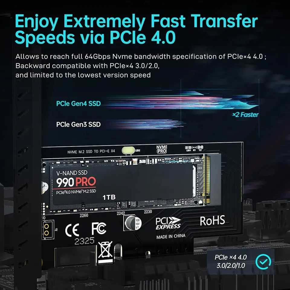 Адаптер PCI-Express  для подключения NVMe SSD M.2