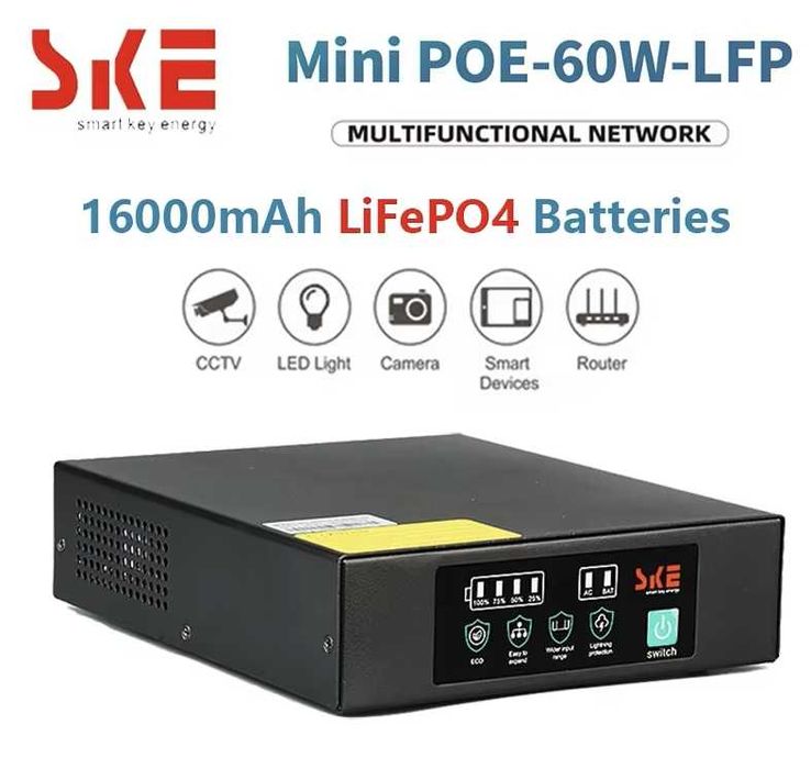 Mini UPS SKE POE-60W-LFP Міні ДБЖ для роутера/термінала PON (LiFePo4)