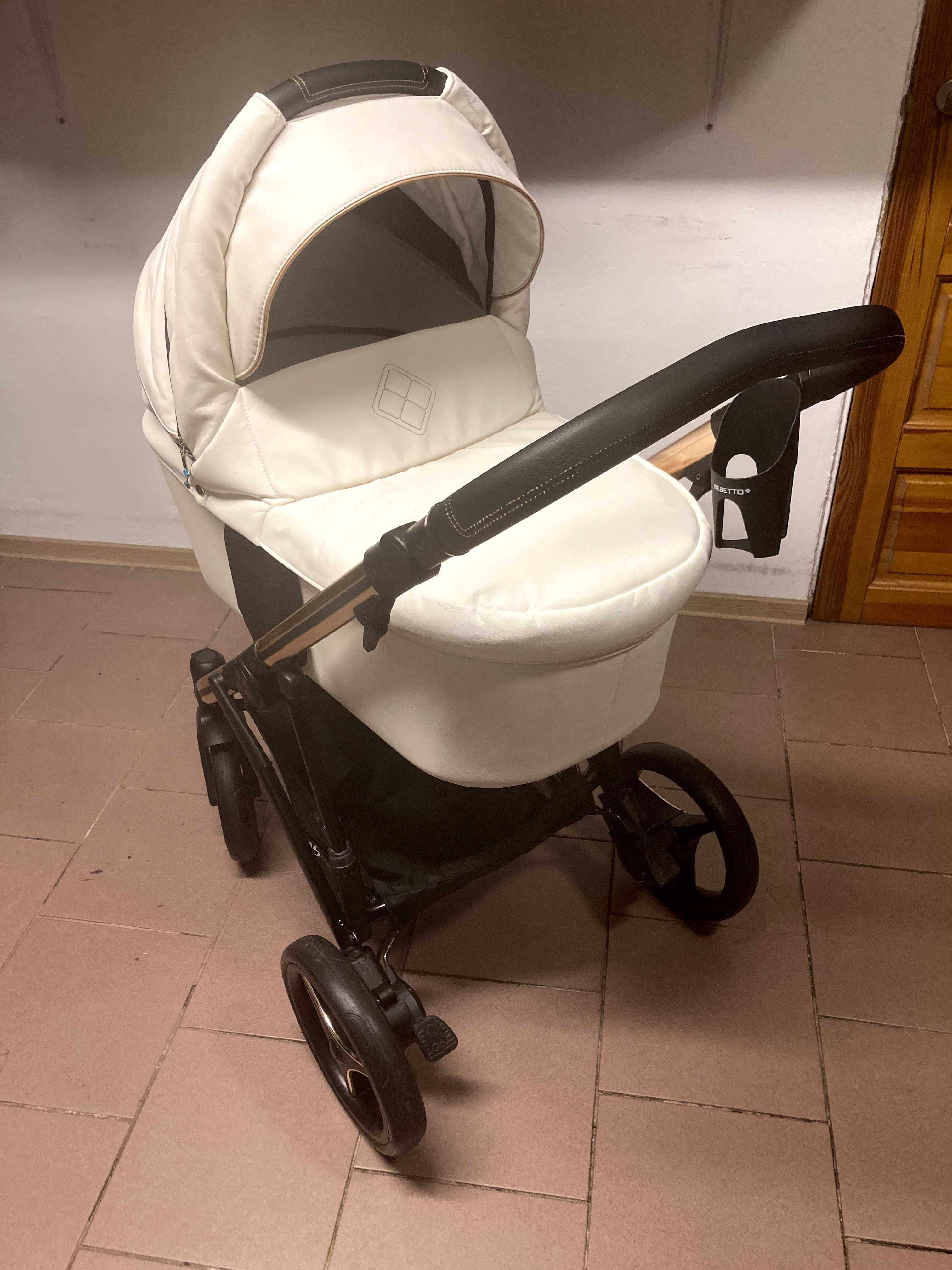 Wózek BEBETTO PASCAL PREMIUM 2w1 / 3w1 / 4w1 z Isofix Eko Skóra Biały
