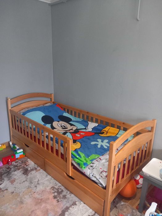 Дитяче ліжко з бортиками, з дерева вільха, 80х160 та 80х190