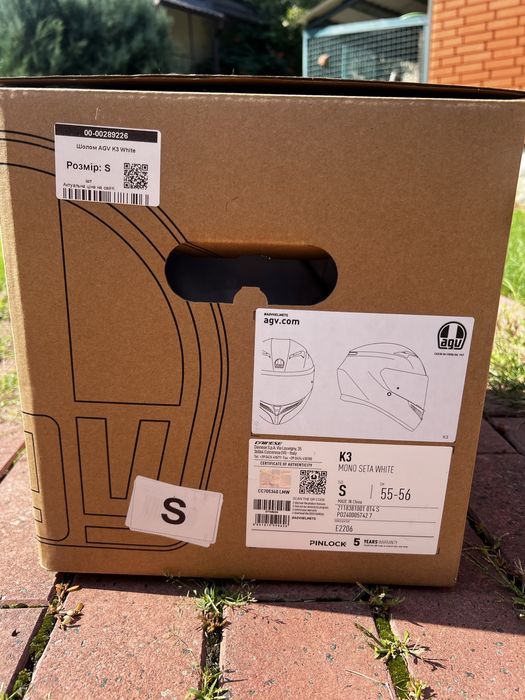 Новый мотошлем AGV K3 Mono Seta White, размер S (55–56)