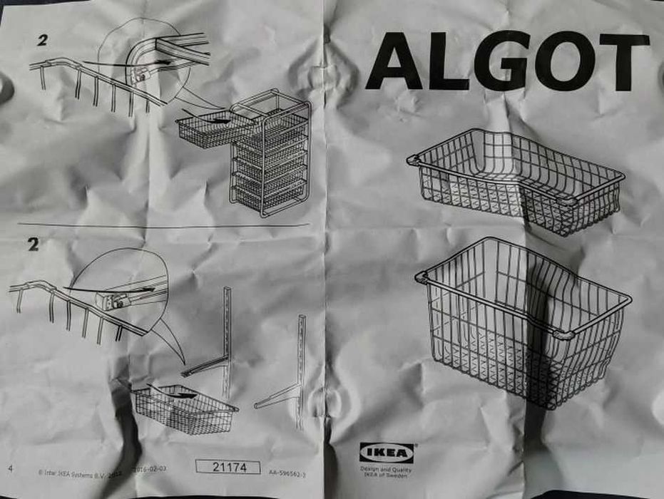 2 cestos gama Algot Ikea 38 x 59 x 13 cm (L x C x A)